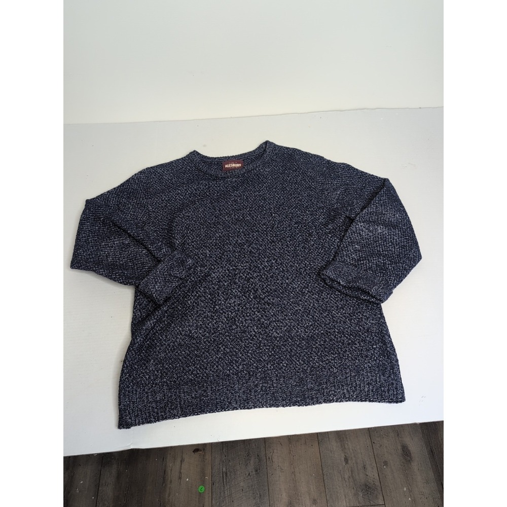 Alesbury Pullover Sweater Mens Large Blue Crew Neck Cotton Knit Classic